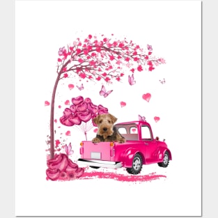 Valentine's Day Love Pickup Truck Wire Fox Terrier Posters and Art